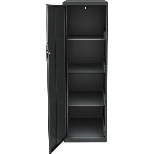 NuSparc Personal Storage Cabinet 18" Length x 14.2" Width x 46.4" Height - 4 x Shelf(ves) - Hinged Door(s) - Sturdy, Durable, Welded, Eco-friendly, Nonporous Surface, Locking Mechanism, Ventilated, Locking Door - Graphite - Steel - Recycled -  (SC418ZZML)