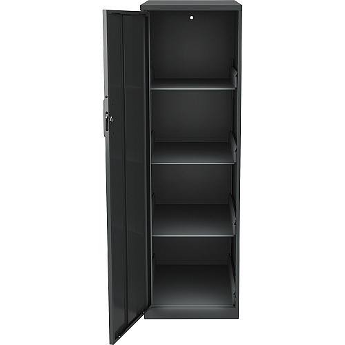 NuSparc Personal Storage Cabinet 18" Length x 14.2" Width x 46.4" Height - 4 x Shelf(ves) - Hinged Door(s) - Sturdy, Durable, Welded, Eco-friendly, Nonporous Surface, Locking Mechanism, Ventilated, Locking Door - Graphite - Steel - Recycled -  (SC418ZZML)