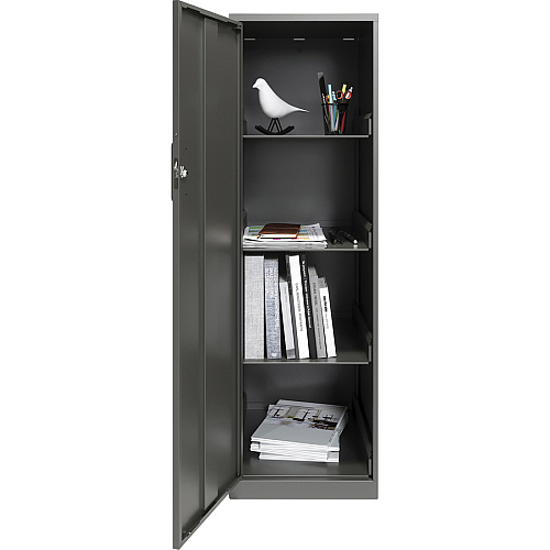 NuSparc Personal Storage Cabinet 18" Length x 14.2" Width x 46.4" Height - 4 x Shelf(ves) - Hinged Door(s) - Sturdy, Durable, Welded, Eco-friendly, Nonporous Surface, Locking Mechanism, Ventilated, Locking Door - Graphite - Steel - Recycled -  (SC418ZZML)