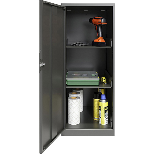 NuSparc Personal Storage Cabinet 18" Length x 14.2" Width x 32.5" Height - 3 x Shelf(ves) - Hinged Door(s) - Sturdy, Durable, Welded, Eco-friendly, Nonporous Surface, Locking Mechanism, Ventilated, Locking Door - Graphite - Steel - Recycled -  (SC318ZZML)
