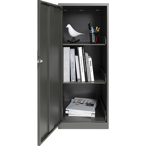 NuSparc Personal Storage Cabinet 18" Length x 14.2" Width x 32.5" Height - 3 x Shelf(ves) - Hinged Door(s) - Sturdy, Durable, Welded, Eco-friendly, Nonporous Surface, Locking Mechanism, Ventilated, Locking Door - Graphite - Steel - Recycled -  (SC318ZZML)