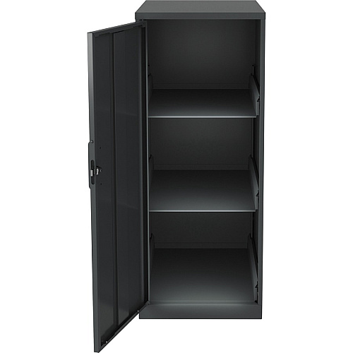 NuSparc Personal Storage Cabinet 18" Length x 14.2" Width x 32.5" Height - 3 x Shelf(ves) - Hinged Door(s) - Sturdy, Durable, Welded, Eco-friendly, Nonporous Surface, Locking Mechanism, Ventilated, Locking Door - Graphite - Steel - Recycled -  (SC318ZZML)