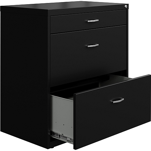 NuSparc Pencil Drawer Lateral File 30" Width x 17.6" Depth x 31.7" Height - 2 x Drawer(s) for File, Pencil - Letter - Lateral - Interlocking, Anti-tip, Ball Bearing Slide, Ball-bearing Suspension, Removable Lock, Durable, Nonporous Surface, Ad (LF318BBBK)