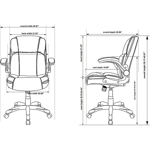 NuSparc Leather Rolling Chair Mid Back - 5-star Base - Black - Bonded Leather - Armrest - 1 Each (CH101LABK)