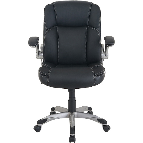 NuSparc Leather Rolling Chair Mid Back - 5-star Base - Black - Bonded Leather - Armrest - 1 Each (CH101LABK)