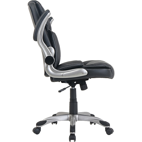 NuSparc Leather Rolling Chair Mid Back - 5-star Base - Black - Bonded Leather - Armrest - 1 Each (CH101LABK)
