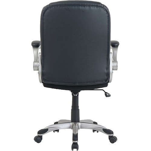 NuSparc Leather Rolling Chair Mid Back - 5-star Base - Black - Bonded Leather - Armrest - 1 Each (CH101LABK)