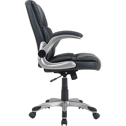 NuSparc Leather Rolling Chair Mid Back - 5-star Base - Black - Bonded Leather - Armrest - 1 Each (CH101LABK)
