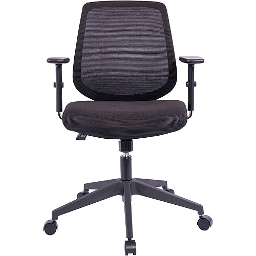NuSparc Mid-Back Task Chair Fabric Back Material - Mid Back - 5-star Base - Black - Armrest - 1 Each (CH201MABK)