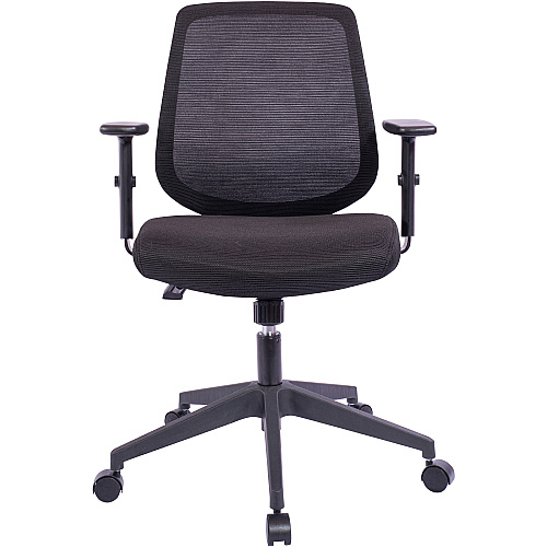 NuSparc Mid-Back Task Chair Fabric Back Material - Mid Back - 5-star Base - Black - Armrest - 1 Each (CH201MABK)