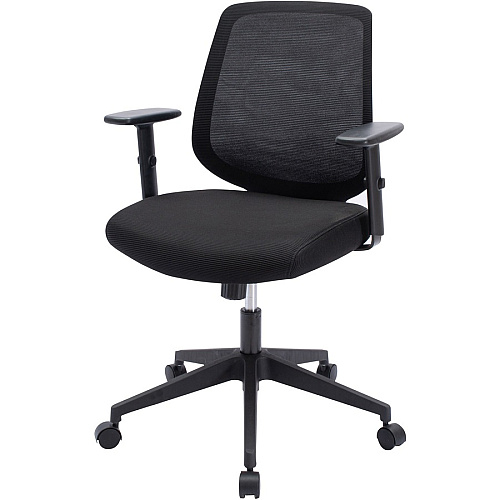NuSparc Mid-Back Task Chair Fabric Back Material - Mid Back - 5-star Base - Black - Armrest - 1 Each (CH201MABK)