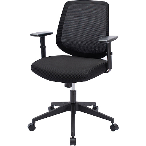 NuSparc Mid-Back Task Chair Fabric Back Material - Mid Back - 5-star Base - Black - Armrest - 1 Each (CH201MABK)