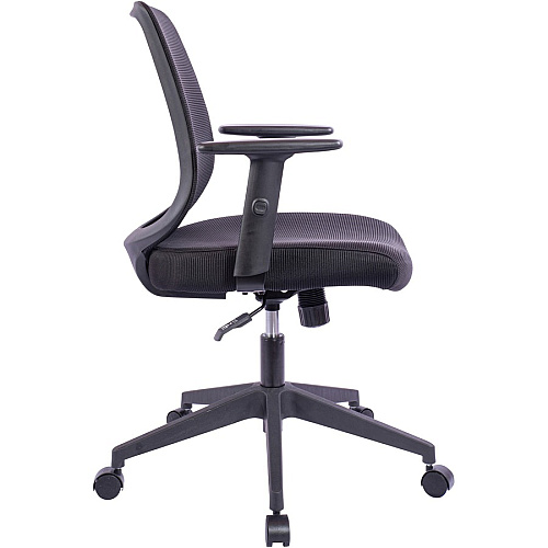 NuSparc Mid-Back Task Chair Fabric Back Material - Mid Back - 5-star Base - Black - Armrest - 1 Each (CH201MABK)