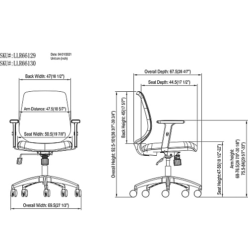 NuSparc Mid-Back Task Chair Fabric Back Material - Mid Back - 5-star Base - Gray - Armrest - 1 Each (CH201MAGY)