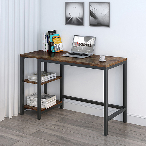 NuSparc Metal Frame Desk Vintage Oak, Black Top - Contemporary Style - 220 lb Capacity - 47.20" Table Top Width x 19.70" Table Top Depth x 1" Table Top Thickness - 29.50" Height - Assembly Required - High Pressure Laminate (HPL) Top Material - (DK101NRRK)