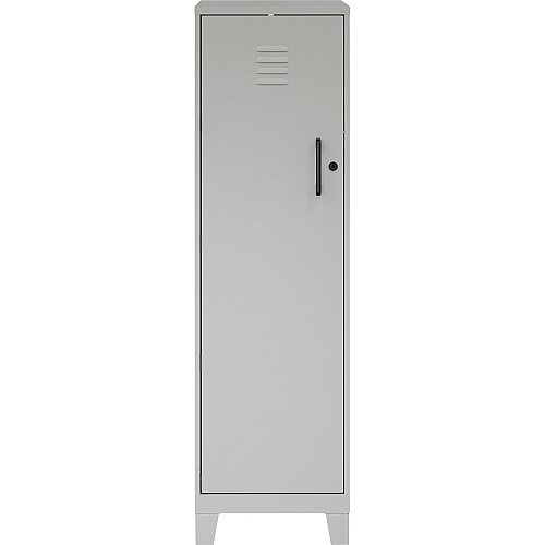 NuSparc Personal Locker 4 Shelve(s) - for Office, Home, Sport Equipments, Toy, Game, Classroom, Playroom, Basement, Garage - Overall Size 53.3" Height x 14.2" Width x 18" Depth - Silver - Steel - TAA Compliant (SL418ZZSR)