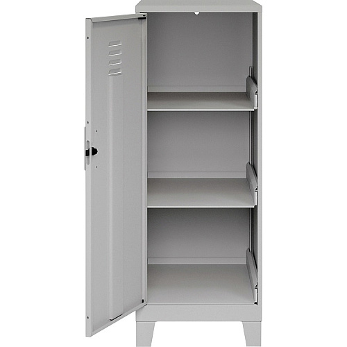 NuSparc Personal Locker 3 Shelve(s) - for Office, Home, Sport Equipments, Toy, Game, Classroom, Playroom, Basement, Garage - Overall Size 42.5" Height x 14.2" Width x 18" Depth - Silver - Steel - TAA Compliant (SL318ZZSR)