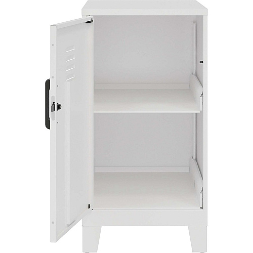 NuSparc Personal Locker 2 Shelve(s) - for Office, Home, Sport Equipments, Toy, Game, Classroom, Playroom, Basement, Garage - Overall Size 27.5" Height x 14.2" Width x 18" Depth - White - Steel - TAA Compliant (SL218ZZWE)