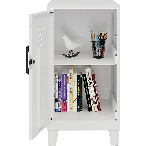 NuSparc Personal Locker 2 Shelve(s) - for Office, Home, Sport Equipments, Toy, Game, Classroom, Playroom, Basement, Garage - Overall Size 27.5" Height x 14.2" Width x 18" Depth - White - Steel - TAA Compliant (SL218ZZWE)
