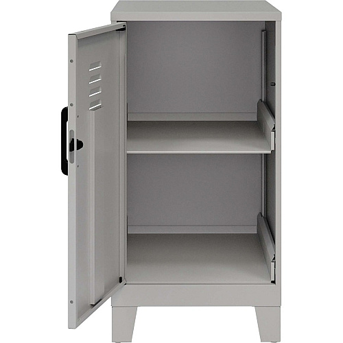 NuSparc Personal Locker 2 Shelve(s) - for Office, Home, Sport Equipments, Toy, Game, Classroom, Playroom, Basement, Garage - Overall Size 27.5" Height x 14.2" Width x 18" Depth - Silver - Steel - TAA Compliant (SL218ZZSR)