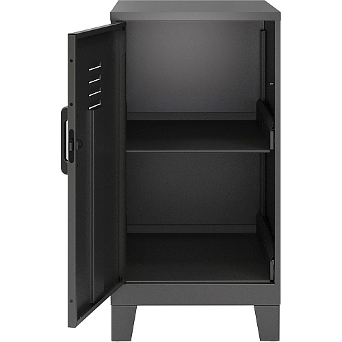 NuSparc Personal Locker 2 Shelve(s) - for Office, Home, Sport Equipments, Toy, Game, Classroom, Playroom, Basement, Garage - Overall Size 27.5" Height x 14.2" Width x 18" Depth - Black - Steel - TAA Compliant (SL218ZZBK)