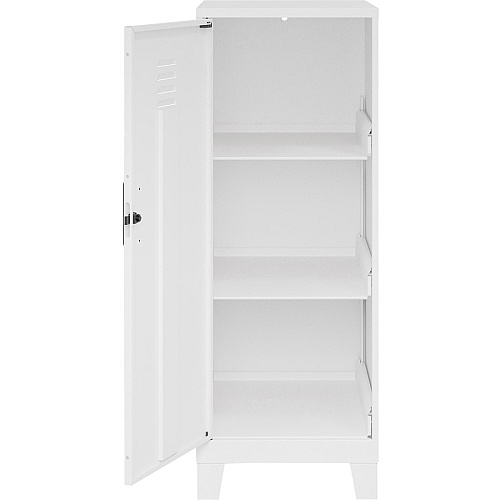 NuSparc Personal Locker 3 Shelve(s) - for Office, Home, Sport Equipments, Toy, Game, Classroom, Playroom, Basement, Garage - Overall Size 42.5" Height x 14.2" Width x 18" Depth - White - Steel - TAA Compliant (SL318ZZWE)