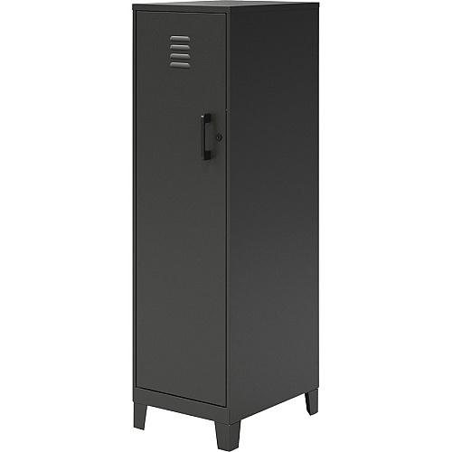 NuSparc Personal Locker 4 Shelve(s) - for Office, Home, Sport Equipments, Toy, Game, Classroom, Playroom, Basement, Garage - Overall Size 53.3" Height x 14.2" Width x 18" Depth - Black - Steel - TAA Compliant (SL418ZZBK)