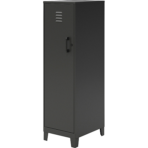 NuSparc Personal Locker 4 Shelve(s) - for Office, Home, Sport Equipments, Toy, Game, Classroom, Playroom, Basement, Garage - Overall Size 53.3" Height x 14.2" Width x 18" Depth - Black - Steel - TAA Compliant (SL418ZZBK)