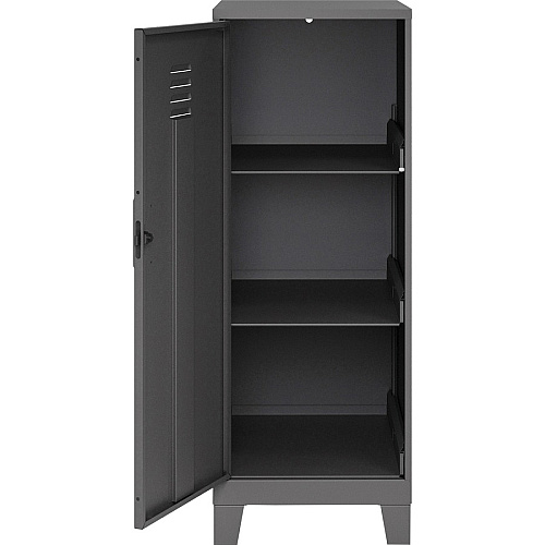NuSparc Personal Locker 3 Shelve(s) - for Office, Home, Sport Equipments, Toy, Game, Classroom, Playroom, Basement, Garage - Overall Size 42.5" Height x 14.2" Width x 18" Depth - Black - Steel - TAA Compliant (SL318ZZBK)