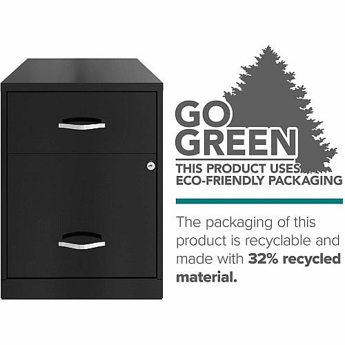 NuSparc File Cabinet 14.2" Width x 18" Depth x 19" Height - 2 x Drawer(s) for Box, File - Letter - Vertical - Locking Drawer, Glide Suspension, Nonporous Surface - Black - Baked Enamel - Steel (VF218GABK)