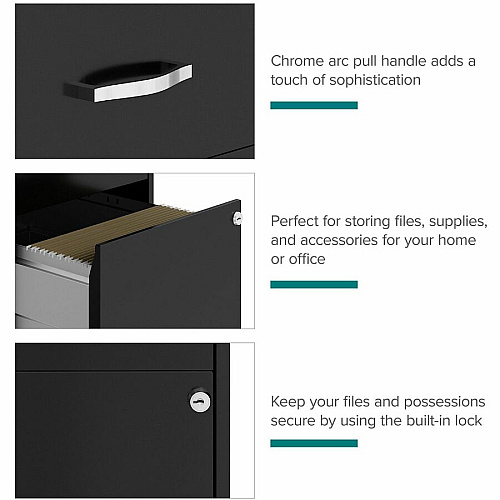 NuSparc File Cabinet 14.2" Width x 18" Depth x 19" Height - 2 x Drawer(s) for Box, File - Letter - Vertical - Locking Drawer, Glide Suspension, Nonporous Surface - Black - Baked Enamel - Steel (VF218GABK)