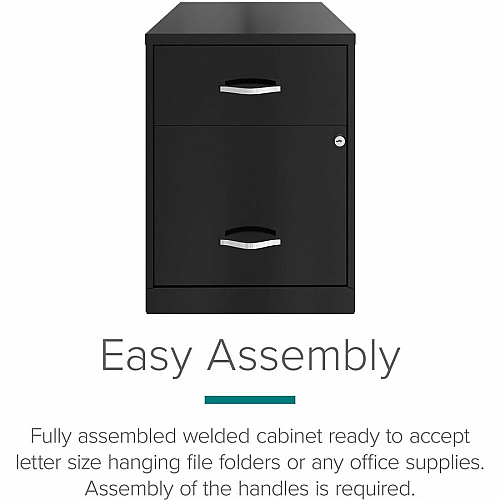 NuSparc File Cabinet 14.2" Width x 18" Depth x 19" Height - 2 x Drawer(s) for Box, File - Letter - Vertical - Locking Drawer, Glide Suspension, Nonporous Surface - Black - Baked Enamel - Steel (VF218GABK)