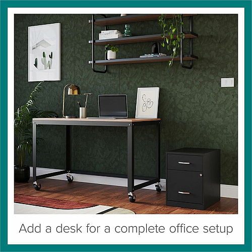 NuSparc File Cabinet 14.2" Width x 18" Depth x 19" Height - 2 x Drawer(s) for Box, File - Letter - Vertical - Locking Drawer, Glide Suspension, Nonporous Surface - Black - Baked Enamel - Steel (VF218GABK)
