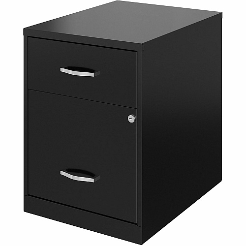 NuSparc File Cabinet 14.2" Width x 18" Depth x 19" Height - 2 x Drawer(s) for Box, File - Letter - Vertical - Locking Drawer, Glide Suspension, Nonporous Surface - Black - Baked Enamel - Steel (VF218GABK)