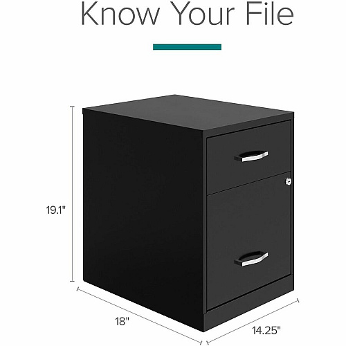 NuSparc File Cabinet 14.2" Width x 18" Depth x 19" Height - 2 x Drawer(s) for Box, File - Letter - Vertical - Locking Drawer, Glide Suspension, Nonporous Surface - Black - Baked Enamel - Steel (VF218GABK)