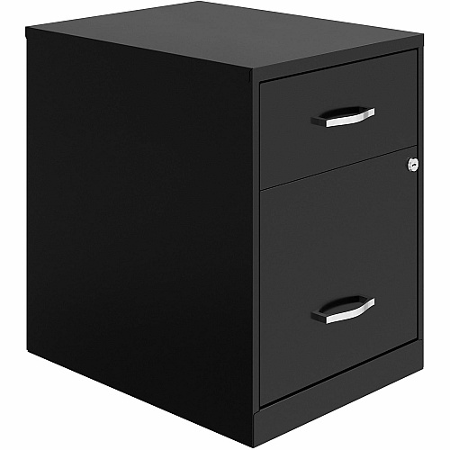 NuSparc File Cabinet 14.2" Width x 18" Depth x 19" Height - 2 x Drawer(s) for Box, File - Letter - Vertical - Locking Drawer, Glide Suspension, Nonporous Surface - Black - Baked Enamel - Steel (VF218GABK)