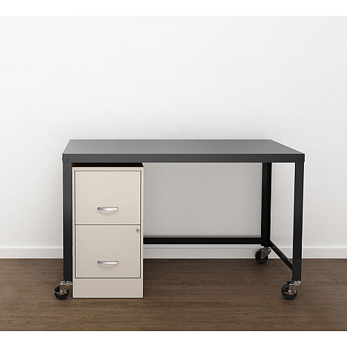 NuSparc File Cabinet 14.2" Width x 22" Depth x 26.6" Height - 2 x Drawer(s) for File - Letter - Mobility, Locking Drawer, Glide Suspension, 3/4 Drawer Extension, Cam Lock, Nonporous Surface - Stone - Steel, Painted Steel - Recycled (VF222AASE)