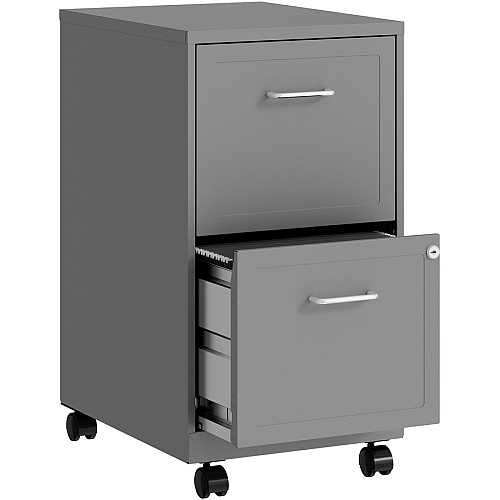 NuSparc Mobile File Cabinet 14.2" Width x 18" Depth x 26.5" Height for File - Letter - Mobility, Locking Drawer, Glide Suspension, 3/4 Drawer Extension, Cam Lock, Nonporous Surface - Silver - Painted Steel, Steel - Recycled (VF218AMSR)