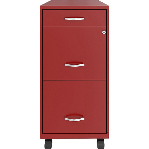 NuSparc Mobile File Cabinet 14.2" Width x 18" Depth x 29.5" Height - 3 x Drawer(s) for File, Box - Letter - Mobility, Locking Drawer, Glide Suspension, 3/4 Drawer Extension, Cam Lock, Nonporous Surface - Red - Painted Steel - Recycled (VF318BMRD)