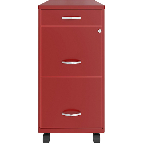 NuSparc Mobile File Cabinet 14.2" Width x 18" Depth x 29.5" Height - 3 x Drawer(s) for File, Box - Letter - Mobility, Locking Drawer, Glide Suspension, 3/4 Drawer Extension, Cam Lock, Nonporous Surface - Red - Painted Steel - Recycled (VF318BMRD)
