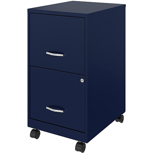 NuSparc Mobile File Cabinet 14.2" Width x 18" Depth x 26.5" Height for File - Letter - Mobility, Locking Drawer, Glide Suspension, 3/4 Drawer Extension, Cam Lock, Nonporous Surface - Blue - Painted Steel, Steel - Recycled - Assembly Required (VF218AMNY)