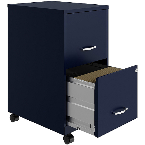 NuSparc Mobile File Cabinet 14.2" Width x 18" Depth x 26.5" Height for File - Letter - Mobility, Locking Drawer, Glide Suspension, 3/4 Drawer Extension, Cam Lock, Nonporous Surface - Blue - Painted Steel, Steel - Recycled - Assembly Required (VF218AMNY)