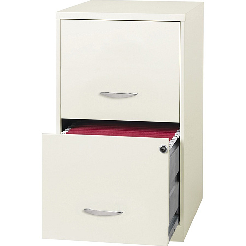 NuSparc File Cabinet 14.2" Width x 18" Depth x 24.5" Height - 2 x Drawer(s) for File - Letter - Vertical - Locking Drawer, Glide Suspension, Nonporous Surface - White - Baked Enamel - Steel - Recycled (VF218AAWE)