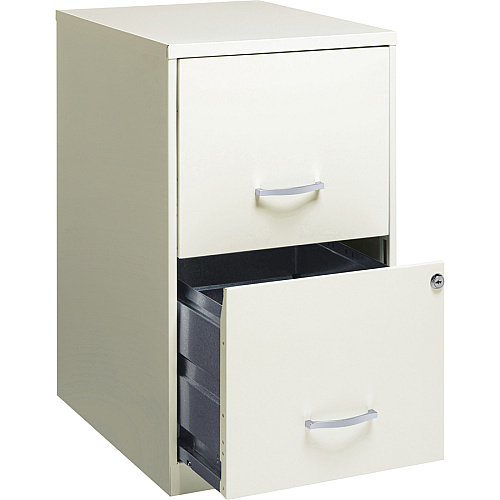 NuSparc File Cabinet 14.2" Width x 18" Depth x 24.5" Height - 2 x Drawer(s) for File - Letter - Vertical - Locking Drawer, Glide Suspension, Nonporous Surface - White - Baked Enamel - Steel - Recycled (VF218AAWE)