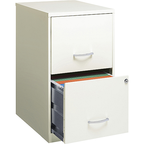 NuSparc File Cabinet 14.2" Width x 18" Depth x 24.5" Height - 2 x Drawer(s) for File - Letter - Vertical - Locking Drawer, Glide Suspension, Nonporous Surface - White - Baked Enamel - Steel - Recycled (VF218AAWE)