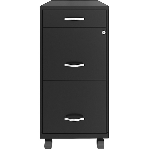 NuSparc Mobile File Cabinet 14.2" Width x 18" Depth x 29.5" Height - 3 x Drawer(s) for File, Box - Letter - Mobility, Locking Drawer, Glide Suspension, 3/4 Drawer Extension, Cam Lock, Nonporous Surface - Black - Painted Steel - Recycled (VF318BMBK)