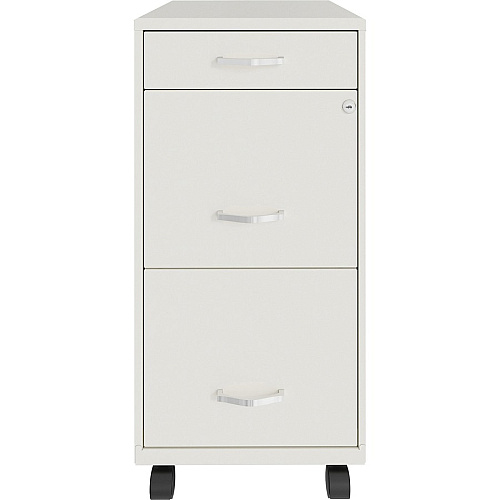 NuSparc Mobile File Cabinet 14.2" Width x 18" Depth x 29.5" Height - 3 x Drawer(s) for File, Box - Letter - Mobility, Locking Drawer, Glide Suspension, 3/4 Drawer Extension, Cam Lock, Nonporous Surface - White - Painted Steel - Recycled (VF318BMWE)