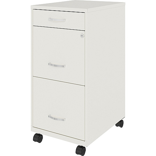 NuSparc Mobile File Cabinet 14.2" Width x 18" Depth x 29.5" Height - 3 x Drawer(s) for File, Box - Letter - Mobility, Locking Drawer, Glide Suspension, 3/4 Drawer Extension, Cam Lock, Nonporous Surface - White - Painted Steel - Recycled (VF318BMWE)