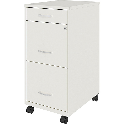 NuSparc Mobile File Cabinet 14.2" Width x 18" Depth x 29.5" Height - 3 x Drawer(s) for File, Box - Letter - Mobility, Locking Drawer, Glide Suspension, 3/4 Drawer Extension, Cam Lock, Nonporous Surface - White - Painted Steel - Recycled (VF318BMWE)