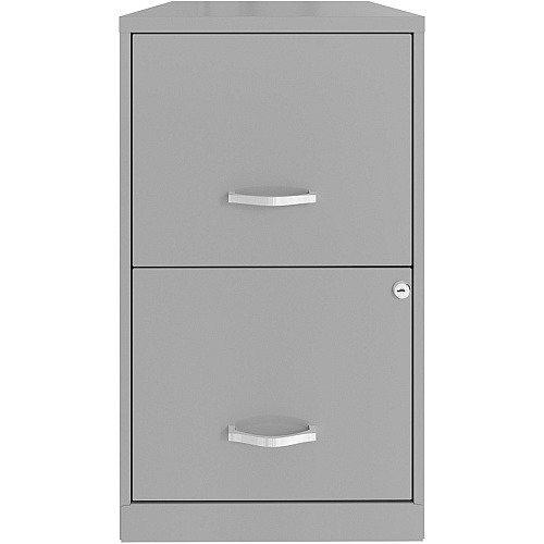 NuSparc File Cabinet 14.2" Width x 18" Depth x 24.5" Height - 2 x Drawer(s) for File - Letter - Vertical - Locking Drawer, Glide Suspension, Nonporous Surface - Silver - Baked Enamel - Steel - Recycled (VF218AASR)
